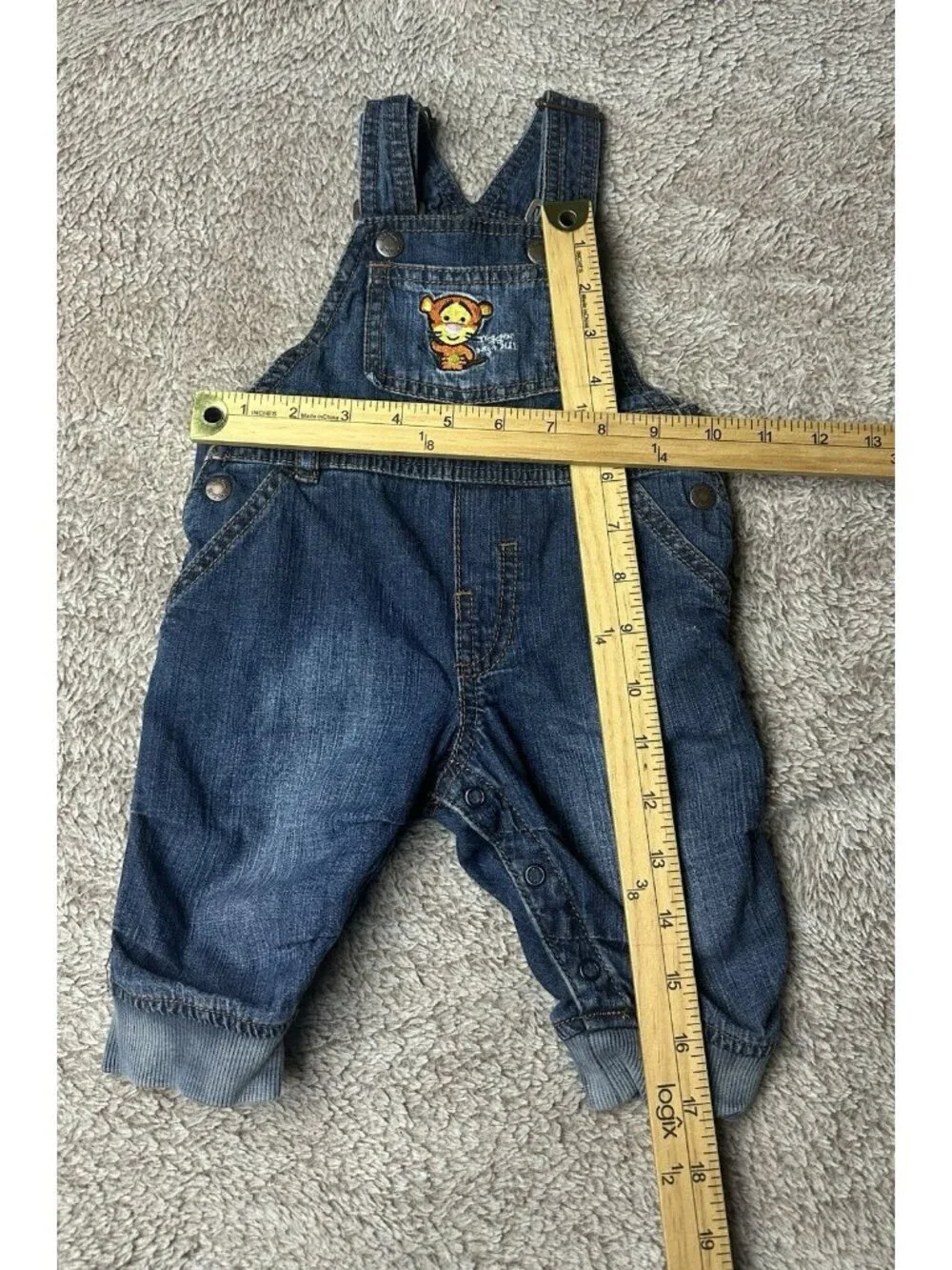H&M x Disney Tigger Baby Denim Overalls Blue 2-4M Winnie the Pooh EUC Snap Leg